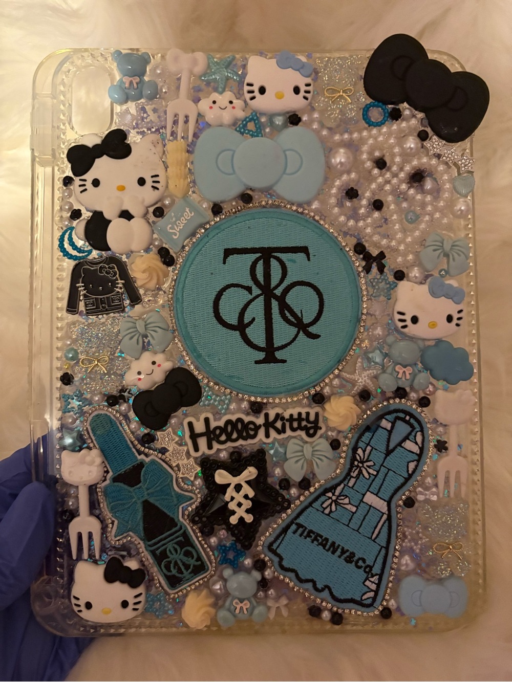 Hello Kitty Blue and Black Decoden Kids Tablet Case